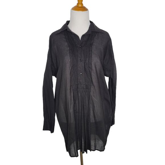 NEW Johnny Was Melanie Blouse Black Popover Sheer Cotton Women Small - Picture 1 of 12